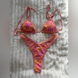 Floral Pink and Orange Bikini Set
